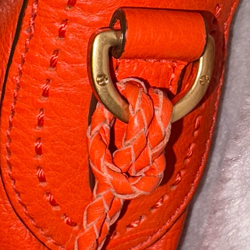 Tory Burch NWOT No callouts. Plastic on T. Fire Orange 🔥 Leather Crossbody Hobo - Picture 15 of 16